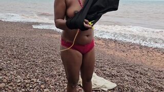 NUDE Slut on the BEACH Lets a Stranger CUM in Her Mouth and Pussy