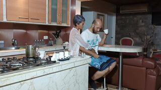 MILF stepmother fucks her stepson when they are at home with dad- Porn in Spanish