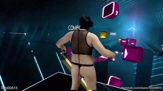 Beat Saber Mixed VR 01 part 2 of 4 playing, gaming in underwear and swimsuit