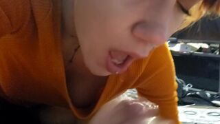 I love to gag and choke on his cock so he can cum hard