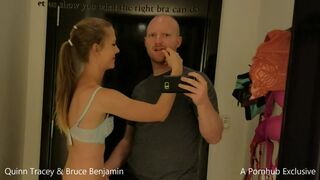 He buys her lingerie, She blows him (Cumshot)--QuinnTracey