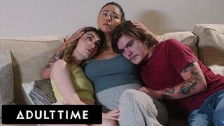 ADULT TIME - MILF Dana Vespoli Has Taboo Threesome WIth Stepbaes To Comfort Scared Demi Hawks!