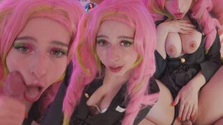 Demon Slayer Mitsuri Kanroji enjoy cock in her holes and get huge facial