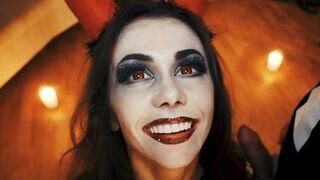 Horny Devil fucked Skeleton. Halloween with Mia Bandini
