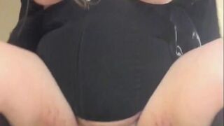 Huge tit and ass slut squirt Riding fake cock