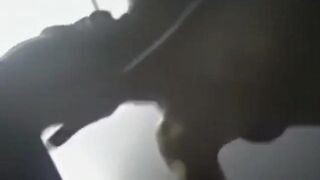 Woman gets dressed in a pervy bathroom video