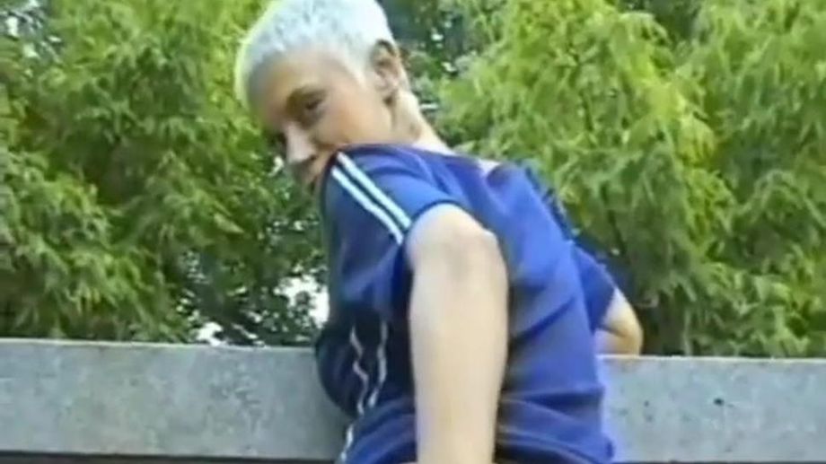 short blond haired girl showing off her sexy body