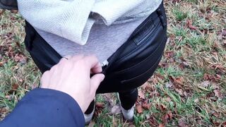 Cheating girlfriend with a stranger in the woods