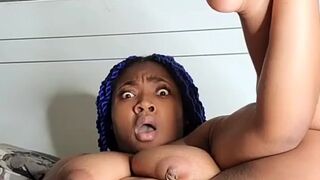 PRETTY EBONY WITH PRETTY PUSSY TITTIES FEET AND ASSHOLE GETS CREAMY AND WET